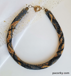 Прикраса із бісеру кольє-джгут "Золота блискавка"